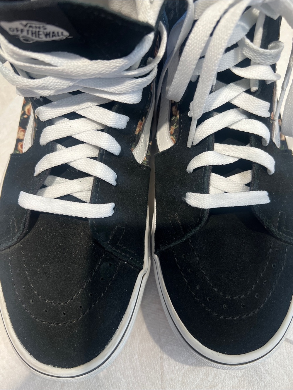 Vans Sk8-Hi "Rose Dreams" black suede uppers, floral canvas at quarters, 10 - Picture 6 of 10